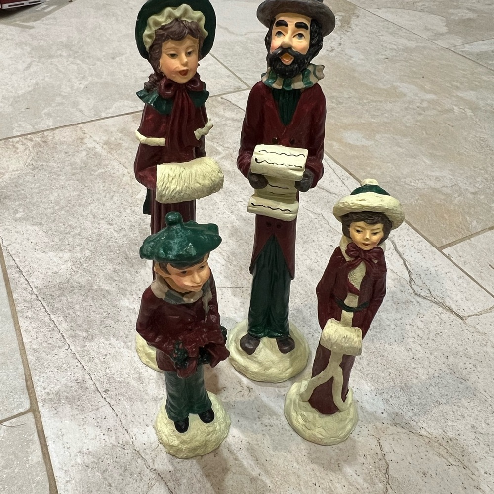 Vtg Family of 4 Christmas Carolers candlestick Figure Statues